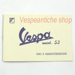 LIBRETTO USO E MANUTENZIONE VESPA 125 DEL 1953